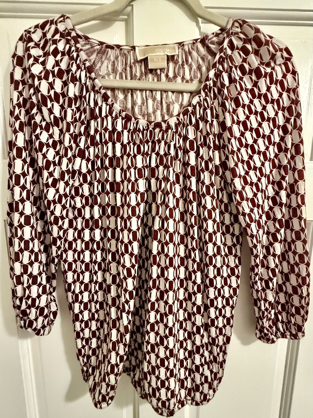 Michael Kors Burgundy Geometric Print Top